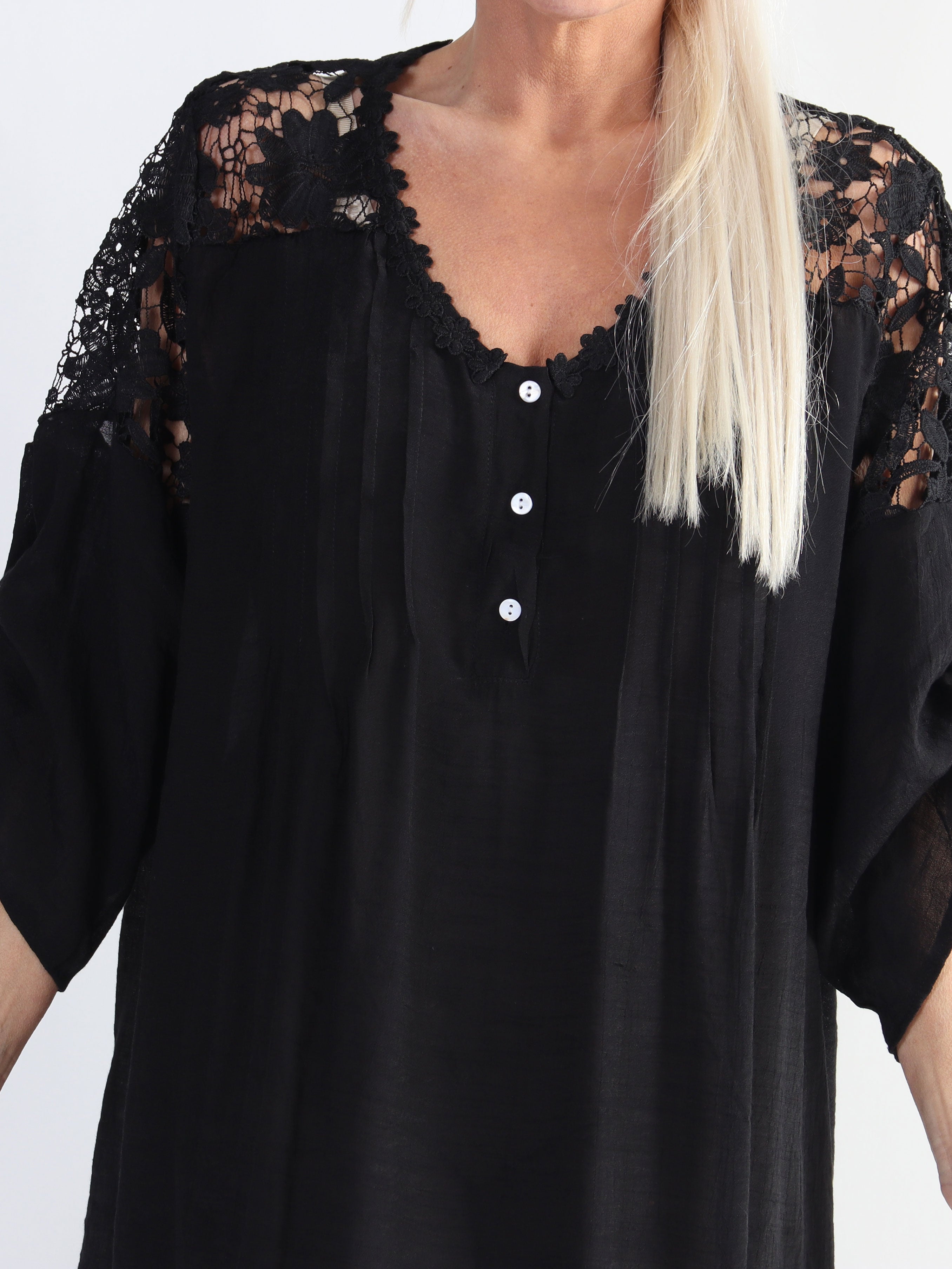 Juliette - Plus size tunika i bomuldsblanding med broderinger